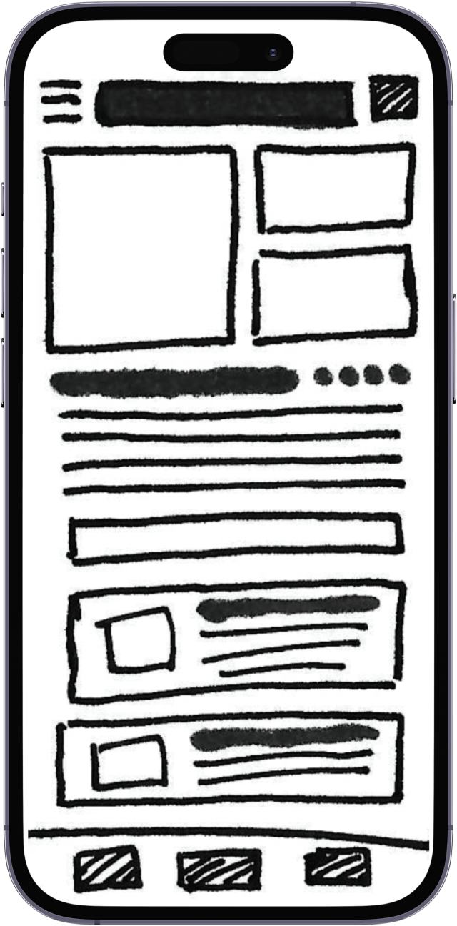 Low fidelity wireframe of Adventura app