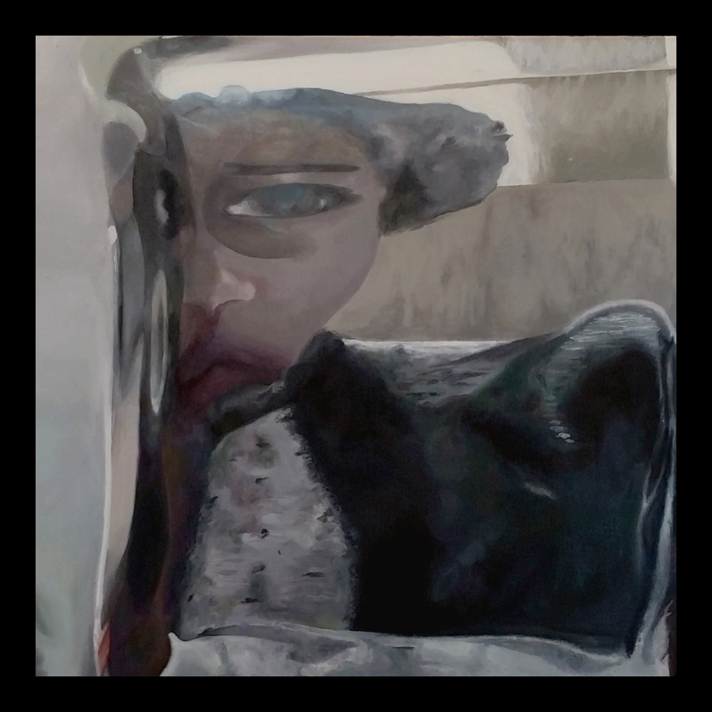 Distorted oil painting portrait created by Sarah Decossard.