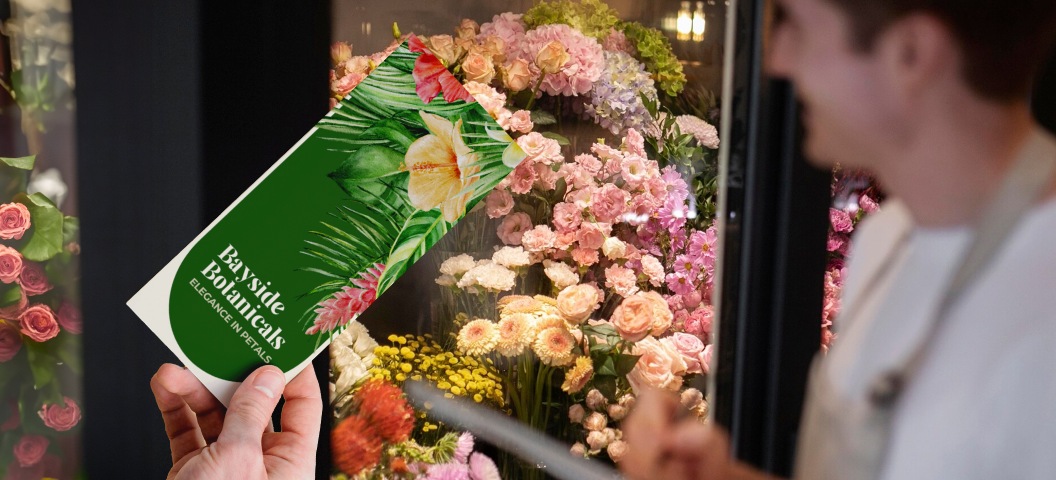 Mockup trifold brochure for a floral shop