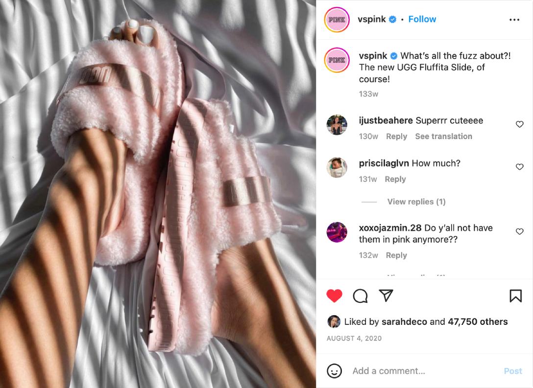 Screenshot of contribution to official PINK Instagram.