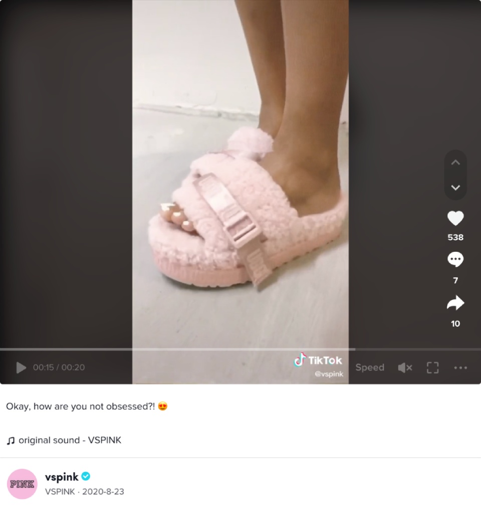 Screenshot of contribution to official PINK TikTok.
