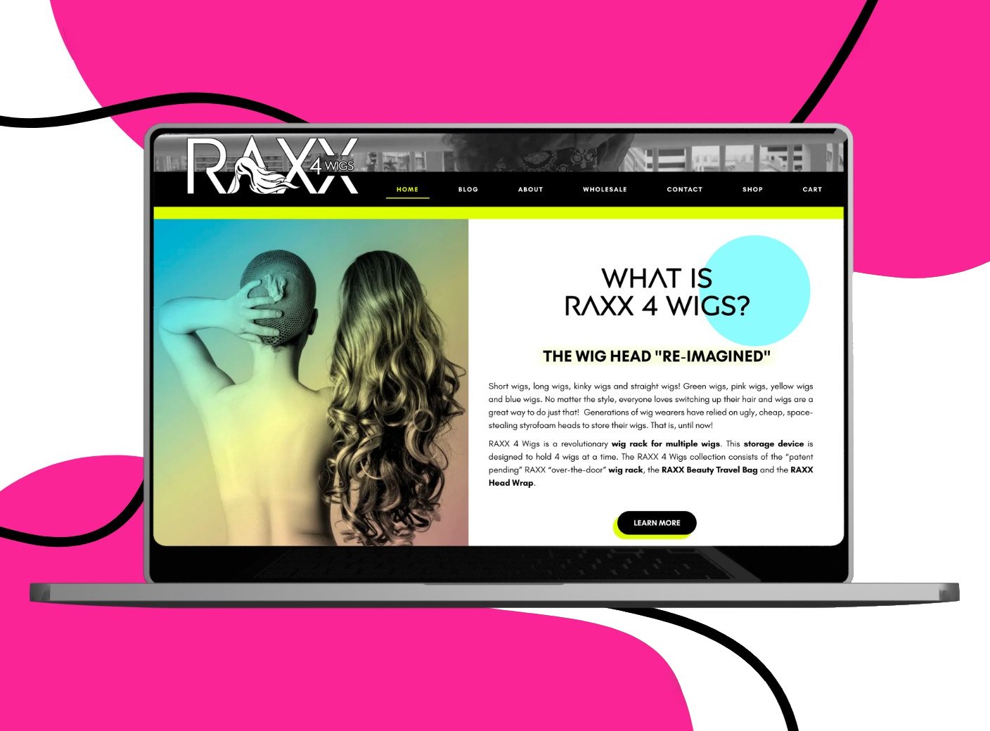 A mockup of the inaugural RAXX 4 Wigs website